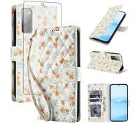 Asuwish Étui portefeuille à rabat avec protecteur d'écran et porte-cartes pour Samsung Galaxy S20 FE 5G 6,5" S 20 EF UW 2022 S20FE5G S20FE 20S S2O Fan Edition 4G G5 Fleurs orange