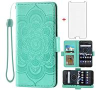 Asuwish Étui portefeuille compatible avec Motorola Moto X4 et protecteur d'écran en verre trempé, support de cartes, coque de téléphone portable pour Motorola Moto X4 X 4ème génération 4X 4 Gen Android One XT1900-1 pour femme, vert