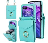 Asuwish Étui portefeuille fin pour Motorola Razr 2025/Moto Razr 60 avec anneau de support, fente pour cartes de crédit, bandoulière, dragonne, cordon de blocage RFID, sac à main fin Razr2025 5G 256 Go