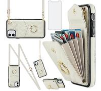 Asuwish Étui portefeuille pour iPhone 12 Mini 5.4 avec protection d'écran en verre trempé, dragonne, anneau de blocage RFID, porte-cartes de crédit, cellule iPhone12mini 5G i 12s, iPhone 12 12mini,