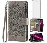 Asuwish Étui portefeuille pour T-Mobile Revvl 6 5G 2022 avec protecteur d'écran et porte-cartes à rabat et support Cell Tmobile Revvl6 T Mobile Revel Tmo Revell Rebel 65G TCL Revll6 TMAF025G Gris