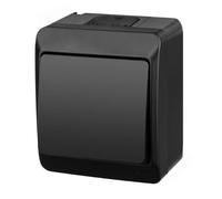 asvendo Elektro HERMES Série moderne en saillie/Interrupteur double/prise multiple / IP44 Protection contre l'eau/Extérieur/Noir (interrupteur)