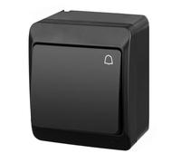 asvendo Hermes Electro Série moderne en saillie/Interrupteur/Double interrupteur/Prise multiple/Protection IP44 / Extérieur/Noir (bouton de sonnette)