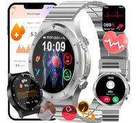 ASVIL Montre intelligente Nuovo ECG 2024 Uomo Donna Con Funzione Telefono/pulsante SOS, 3,5 cm Orologio Smartwatch Con / Pressione Sanguigna/SpO2, bambou argenté.