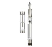 Asvine Bock V200 Stylo-plume en titane avec étui lisse et pointe moyenne en acrylique transparent avec remplissage sous vide