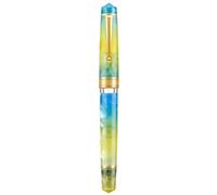 Asvine P20 Stylo plume à piston jaune graduel, plume fine en iridium, finition dorée lisse, collection Smooth Writer, stylo en résine avec étui