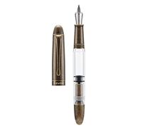 Asvine P30 Stylo plume à piston extra fin, style rétro en laiton, acrylique transparent, grande capacité d'encre, coffret cadeau