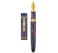 Asvine Stylo-plume en bois stabilisé C2000 numéro 8 Pointe 1,1 mm Calligraphie Art Dessin Stylo à motif unique avec convertisseur Coffret de collection - Coucher de soleil