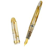Asvine V126 Stylo-plume à plume extra fine en acrylique avec remplissage sous vide et coffret cadeau - Marron