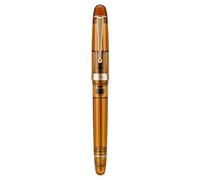 Asvine V126 Stylo-plume à remplissage sous vide Pointe extra fine en acrylique Marron transparent Grande capacité avec étui cadeau
