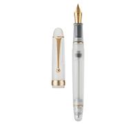 Asvine V126 Stylo plume à remplissage sous vide Pointe fine Plaqué or Transparent givré Coffret cadeau