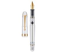 Asvine V126 Stylo plume à remplissage sous vide Pointe moyenne Acrylique transparent Grande capacité avec étui cadeau