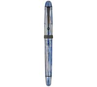 Asvine V126 Stylo-plume en acrylique avec remplissage sous vide Bleu tourbillon Pointe moyenne Grande capacité avec étui cadeau