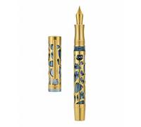 Asvine V169 stylo plume de remplissage sous vide plume moyenne, goutte d'eau squelette or garniture Transparent gris bleu acrylique stylo étui ensemble