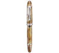 Asvine V800 Stylo-plume avec système de remplissage sous vide avec grande capacité d'encre Pointe numéro 8 Pointe 1,1 mm Coffret cadeau avec clé Marron/blanc