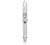 Asvine V800 - Stylo plume, système de remplissage sous vide avec grande capacité d'encre, pointe lisse numéro 8 avec étui cadeau et clé, acrylique transparent argenté