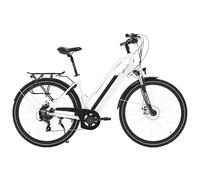 AsVIVA B15 Vélo électrique 28" pour homme et femme - Pedelec avec moteur arrière Bafang 250 W - Batterie Samsung 36 V - Shimano 7 vitesses - Cadre bas - Écran LED - Vélo de ville électrique (blanc