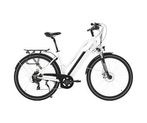 AsVIVA B15 Vélo électrique 28" pour homme et femme - Pedelec avec moteur arrière Bafang 250 W - Batterie Samsung 36 V - Shimano 7 vitesses - Cadre bas - Écran LED - Vélo de ville électrique (blanc
