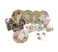 ASVP Shop Ensemble d'accessoires de fête Alice au pays des merveilles, idéal pour décorer les assiettes, les tasses, les serviettes et le chapelier fou