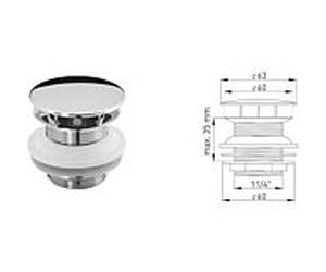 ASW vanne à axe design 107503 2000 2000 /4" x Ø 60 mm, avec capot, longueur d'axe 50 mm
