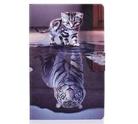 Aswant Coque Galaxy Tab A7 Housse en Cuir PU pour Samsung Tab A7 [Fonction Veille/Réveil Auto] Portefeuille Stand Etui Tablette pour Samsung Galaxy Tab A 2020 10.4 Pouces SM-T500/SM-T505 Chat et Tigre