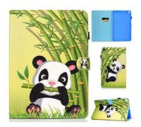 Aswant Coque Galaxy Tab S6 Lite 2020&2022 Etui en Cuir PU Portefeuille Housse Flip Stand avec Fente Carte e Porte-stylo Coque pour Samsung Galaxy Tab S6 Lite 10.4 “ SM-P610/SM-P615/SM-P613/SM-P619 Panda Bamboo