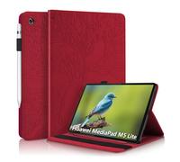 Aswant Coque Huawei Mediapad M5 Lite 10 Etui Cuir PU Portefeuille BookStyle Flip Supporter Function Cover Fente pour Carte Housse Tablette pour Huawei Mediapad M5 Lite / C5 10.1 Pouces 2018 - Rouge