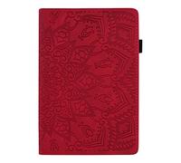 Aswant Coque iPad Mini 5 Coque iPad Mini 4 Housse en Cuir PU Fonction Veille/Réveil Auto Porte-Stylo Etui pour iPad Mini 1/iPad Mini 2/iPad Mini 3/iPad Mini 4/iPad Mini 5 Fleur Mandala - Rouge