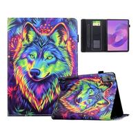 AsWant Étui Coque pour Lenovo Idea Tab 11 Pouces 2025 TB-336ZU TB-336FU - Protection Ultra Cuir PU avec Fonction Support/Portefeuille Modèles Case (Loup Coloré)