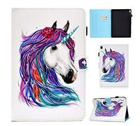 Aswant Étui pour Lenovo Tab M10 10,1" - En cuir synthétique et silicone TPU - Fonction support - Pour tablette Lenovo Tab M10 HD 10,1" TB-X505L TB-X505F TB-X605L TB-X605F - Licorne