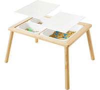 Asweets Table pour Enfants, Sensorielle en Bois, Multifonctionnelle de Sable d'activité, Table Sable et Eau avec 3 Bassins Pliants et 2 Couvercles, pour Étude et Repas