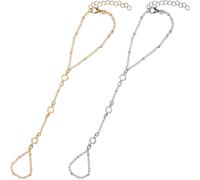 Aswewamt Lot de 2 bracelets à chaîne de main, bracelets dorés et argentés élégants pour femme (Rone)