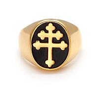 Aswin Bague pour Homme en Titane Christian Classic Lorraine Cross Seal US Code 7-14#