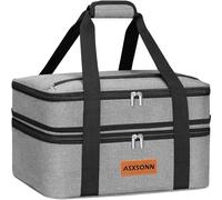 ASXSONN Support de cocotte à double isolation pour aliments chauds ou froids, extensible pour les fêtes, les pique-niques, la plage, convient aux plats de cuisson de 22,9 x 33 cm (gris)