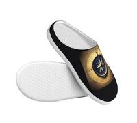 ASXZCBV Chaussons d'intérieur et d'extérieur unisexes avec semelle en caoutchouc thermoplastique - Imprimé Loi de la boussole - Respirants et confortables