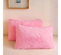 ASYBFLI 1/2 pièces 50 * 70 CM Housse de Coussin en Fausse Fourrure Douce en Peluche taie d'oreiller Lombaire Couleurs Assorties Moelleux décoratif pour canapé(Rose Clair,50 * 70 cm 2 pièces)
