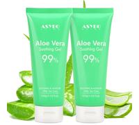 ASYBO Gel d'aloe vera 200 ml - Crème hydratante à 99 % pur à l'aloe vera bio pour le visage et le corps (100 ml x 2)