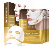 ASYBO V Line Lifting Lot de 5 masques faciaux polypeptides de collagène Centella Asiatica Masque complet soin de la peau, masque de modelage du menton et du visage pour lifting du visage, réducteur