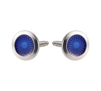 Asyduey 1 paire Boutons de manchette de mode pour homme Yeux ronds de mode Boutons de chemise Pour des Tenue Boutons de manchette de mariage d'affaires Cadeau (Argent + bleu)