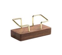 Asyduey 1 PCS Porte-Cartes de Visite Organiseur de Bureau Présentoir Memo Accessoires Comptoir en Bois + Métal Étagère de Table à , Couleur Noyer Noir