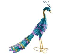 Asyduey 1 Pièce Multicolore Métallique Paon Statue Métallique Paon Statue Extérieur Jardin, Patio, Terrasse, Porche-Cour Art Décoration Métal