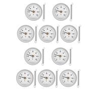 Asyduey 10 PCS Pipe Clip-On Dial Thermometer Temperature Round Plate Gauge With Spring, Range 0-120℃, Aluminium Case