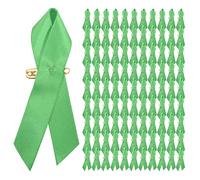 Asyduey 100 PièCes de Sensibilisation de Satin ÉPinglettes Rubans en Tissu avec ÉPingles de SûReté pour Femmes (Vert)