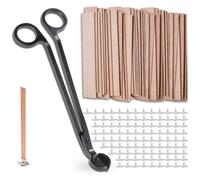 Asyduey 100 Pièces Mèches de Bougie en Bois Mèches de Bougie en Bois sans Fumée 5,1 X 0,5 Pouces avec Coupe-Mèche pour Bougies