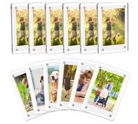 Asyduey 12 Pcs Acrylique Réfrigérateur Aimant Cadre Photo Support Photo Clair Photo Affichage Film Photos, 2,36 X 3,54 Pouces Installation Facile