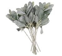 Asyduey 14 PièCes SéRies Artificielle FloquéE Feuilles Tiges Courtes, Faux Agneaux Oreille Urne Remplissage Plantes de pour Mariage à