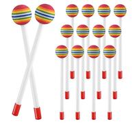 Asyduey 14 PièCes SéRies Lollipop Tambour Maillet Bâtons Rond Arc-En-Ciel Marteau Percussion Bâtons en Plastique Pilons pour Enfants L'Enfant Maillet