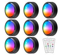 Asyduey 16 Couleurs RVB LED Puck Lights avec Télécommande sous L'Armoire s'allume sans à Piles Puck Lights pour Placard, Chambre