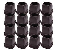 Asyduey 16 PièCes SéRies Protections de Sol en Silicone Marron pour Pieds de Chaise, Capuchons CarréS pour Pieds de Chaise avec Feutre Enveloppé, Ajustement : 0.55 Pouces-0.75 Pouces