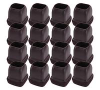 Asyduey 16 PièCes SéRies Protections de Sol en Silicone Marron pour Pieds de Chaise, Capuchons CarréS pour Pieds de Chaise avec Feutre Enveloppé, Ajustement : 0.75 Pouces-1.0 Pouces